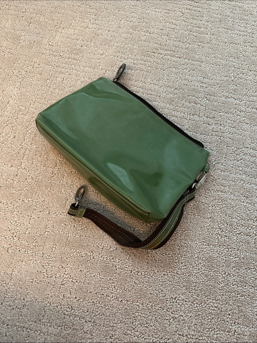 Green Wristlet Clutch with Orange Applique Accent - Picture 3 of 3